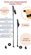Палки для скандинавской ходьбы Vinson синие (пластиковая ручка) с системой Антишок + наконечники